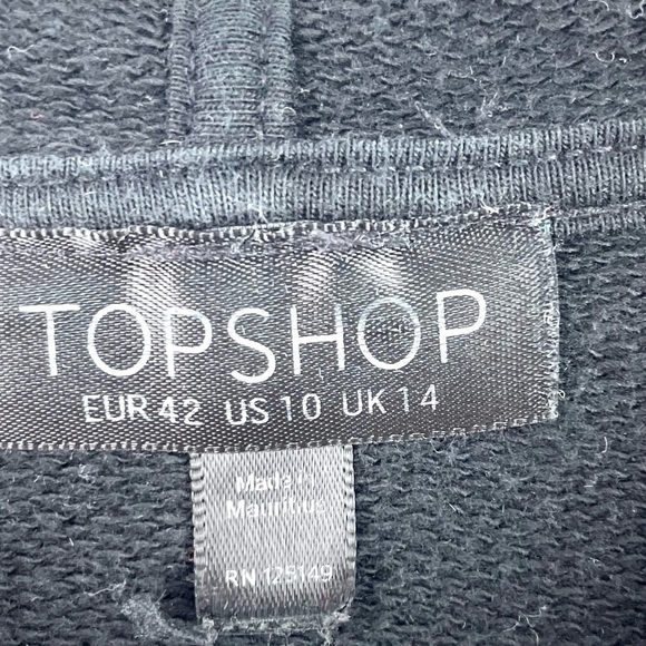 TOPSHOP Black Distressed Hoodie Size 10 - Picture 11 of 13